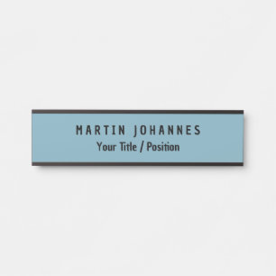 Modern Minimalist Plain Elegant Light Blue Door Sign