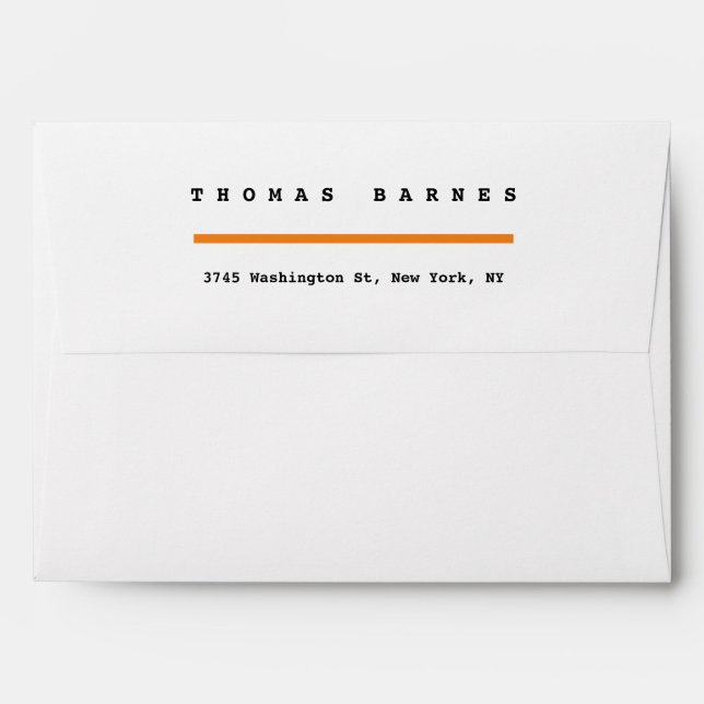 Modern Minimalist Plain Elegant Personalised Envelope (Back (Top Flap))