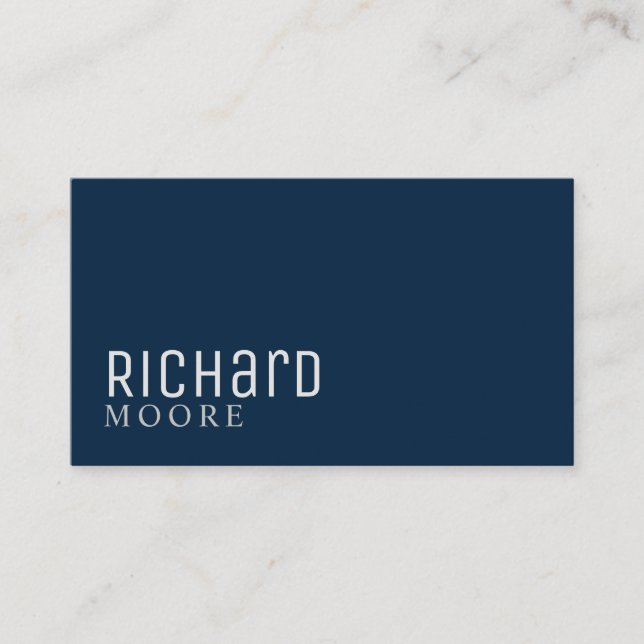 modern minimalist plain navy blue business card (Front)