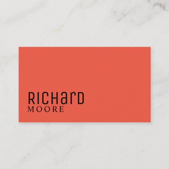 Modern Minimalist Plain Orange Red Black Business Card (Front)