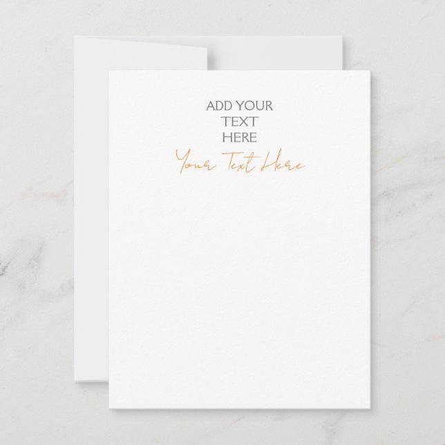 Modern Minimalist Plain Personalised Add Text Card (Front)