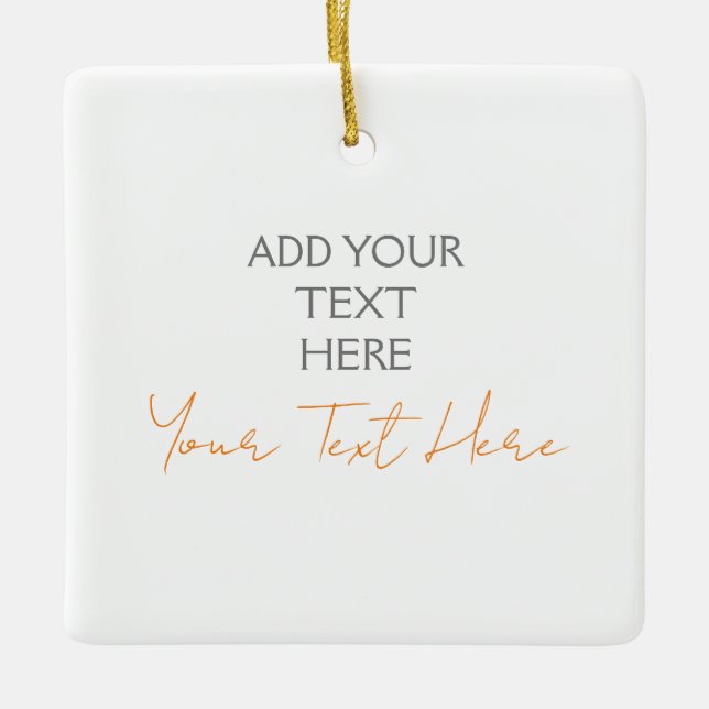 Modern Minimalist Plain Personalised Add Text Ceramic Ornament (Front)