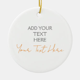 Modern Minimalist Plain Personalised Add Text Ceramic Tree Decoration
