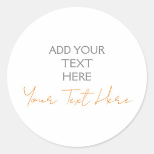 Modern Minimalist Plain Personalised Add Text Classic Round Sticker