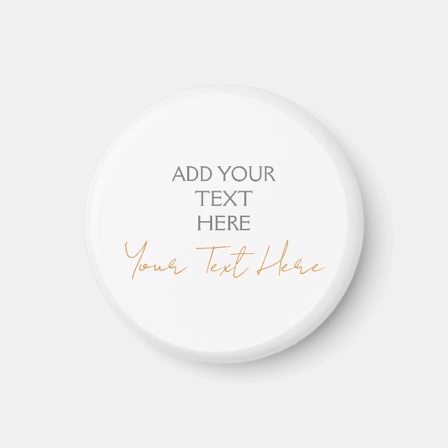 Modern Minimalist Plain Personalised Add Text Magnet (Front)