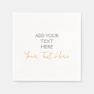 Modern Minimalist Plain Personalised Add Text Napkin