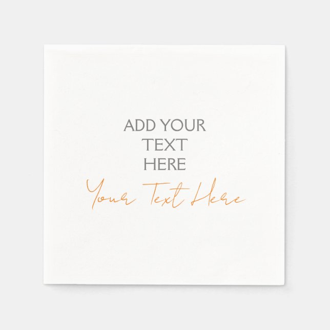 Modern Minimalist Plain Personalised Add Text Napkin (Front)