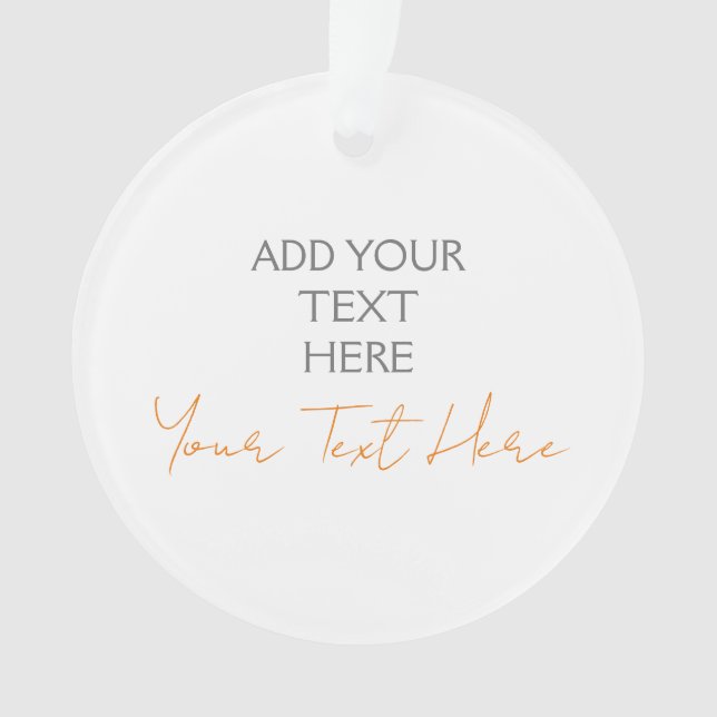 Modern Minimalist Plain Personalised Add Text Ornament (Front)