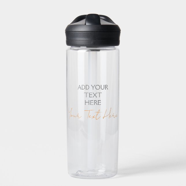 Modern Minimalist Plain Personalised Add Text Water Bottle (Front)