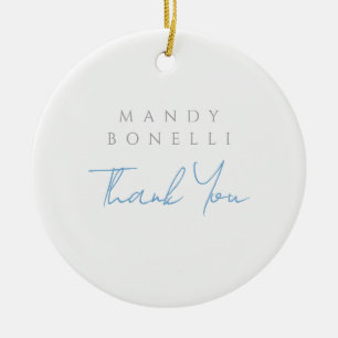 Modern Minimalist Plain Personalised Thank You Ceramic Tree Decoration