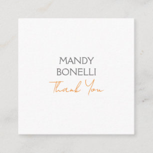 Modern Minimalist Plain Personalised Thank You Enclosure Card
