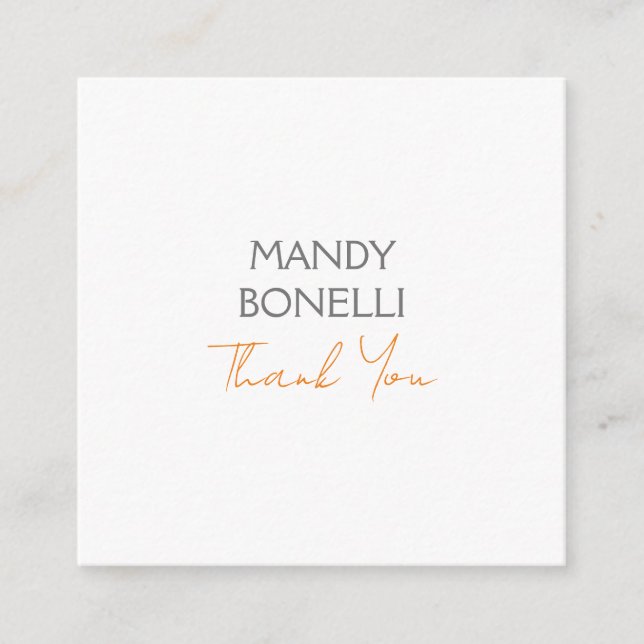 Modern Minimalist Plain Personalised Thank You Enclosure Card (Front)