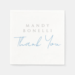 Modern Minimalist Plain Personalised Thank You Napkin