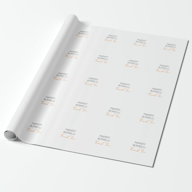Modern Minimalist Plain Personalised Thank You Wrapping Paper (Unrolled)