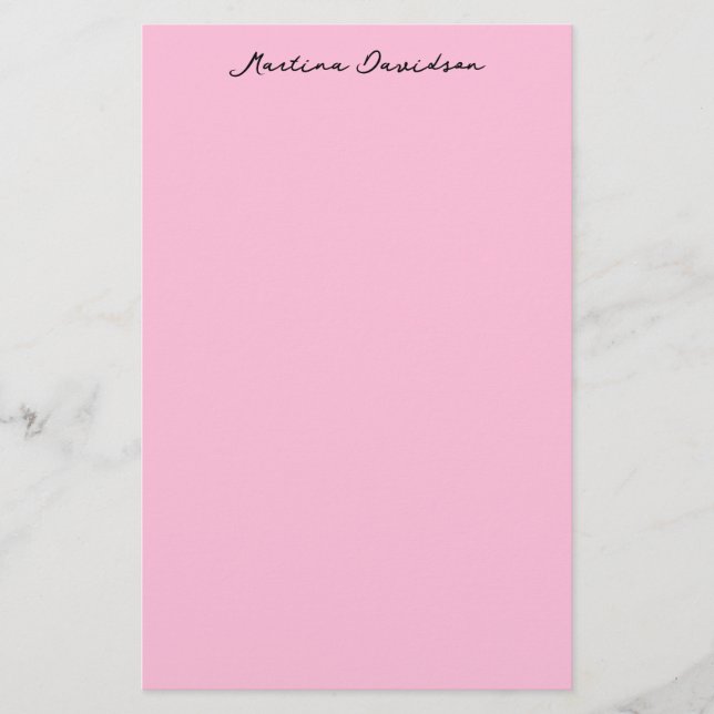 Modern Minimalist Plain Pink Creative Calligraphy Stationery (Front)
