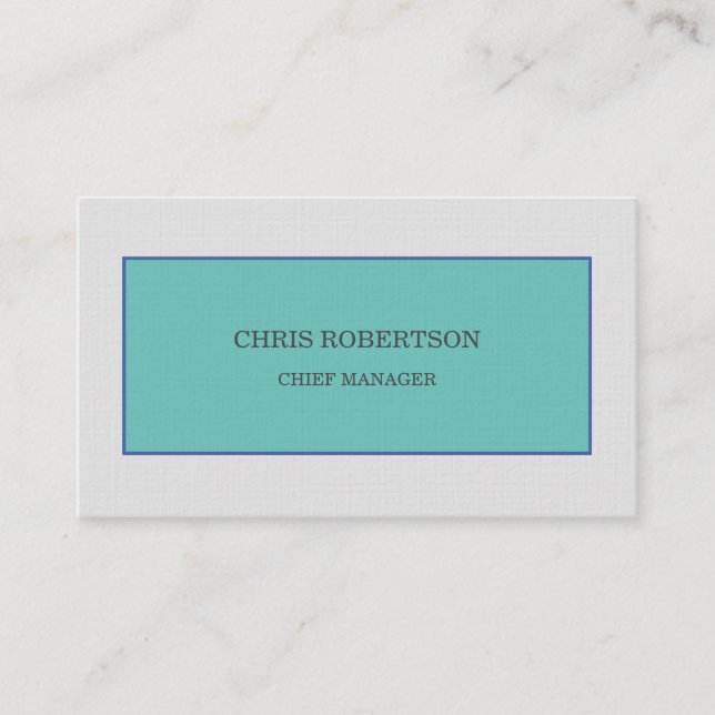 Modern Minimalist Plain Premium Linen Blue Grey Business Card (Front)