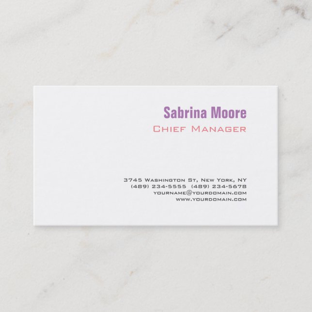Modern Minimalist Plain Professional Business Card (Front)