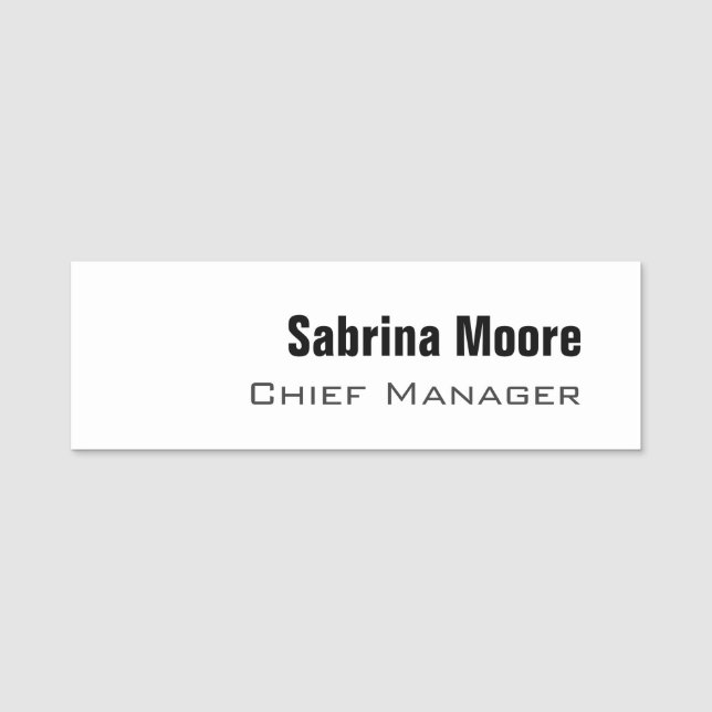 Modern Minimalist Plain Professional Name Tag (Front)