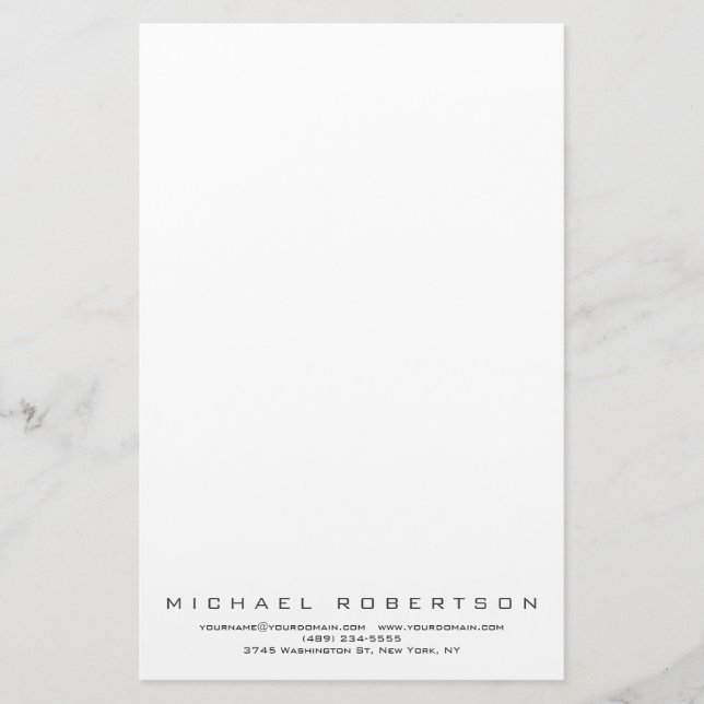 Modern Minimalist Plain Professional Stationery (Front)