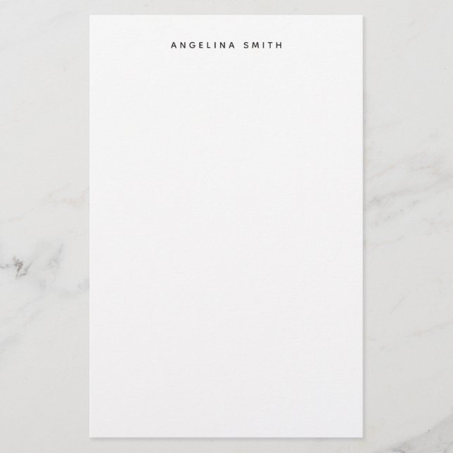Modern Minimalist Plain Simple Black White Stationery (Front)