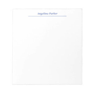 Modern Minimalist Plain Simple Blue White Notepad