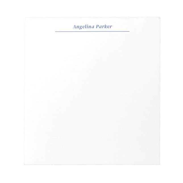 Modern Minimalist Plain Simple Blue White Notepad (Front)