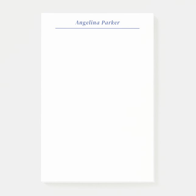 Modern Minimalist Plain Simple Blue White Post-it Notes (Front)
