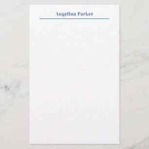 Modern Minimalist Plain Simple Blue White Stationery