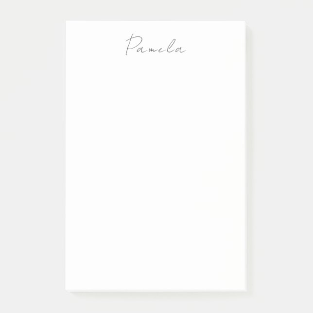 Modern Minimalist Plain Simple Cute Own Name Post-it Notes (Front)