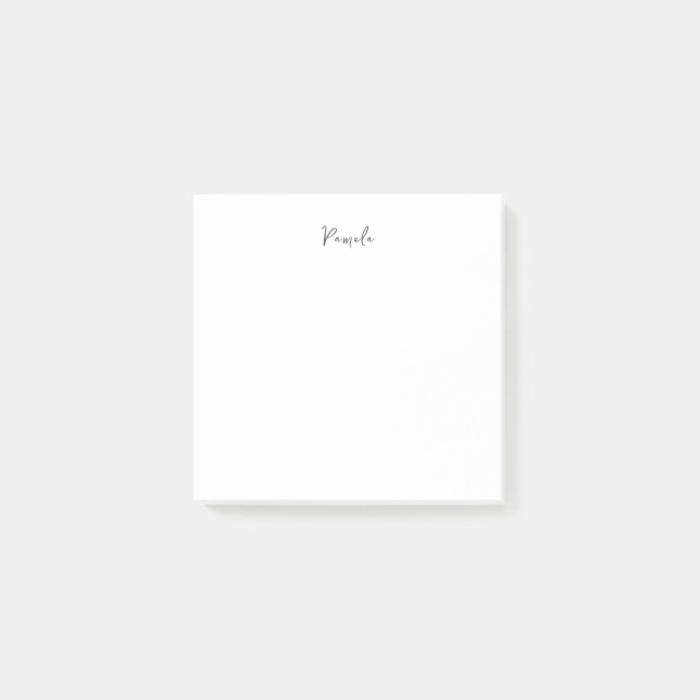 Modern Minimalist Plain Simple Cute Own Name Post-it Notes (Front)
