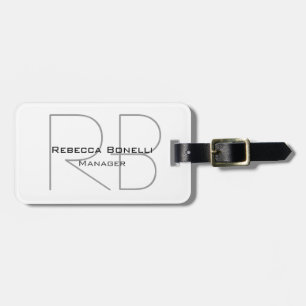 Modern Minimalist Plain Simple Monogram Manager Luggage Tag
