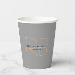 Modern Minimalist Plain Simple Monogram Manager Paper Cups