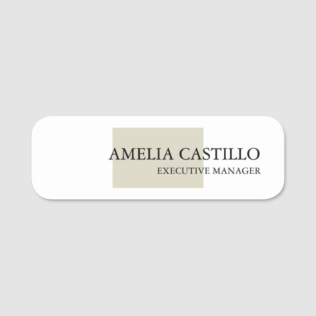 Modern Minimalist Plain Simple  Name Tag (Front)