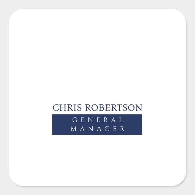 Modern Minimalist Plain Square Sticker (Front)