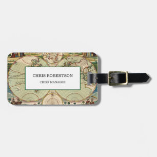 Modern Minimalist Plain Vintage World Map Luggage Tag