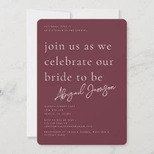 Modern Minimalist Plum Bridal Shower Invitation