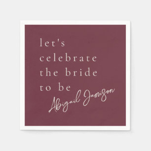 Modern Minimalist Plum Bridal Shower Napkin