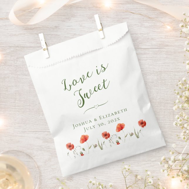 Modern Minimalist Poppies Wedding Favour Bags (Clipped)