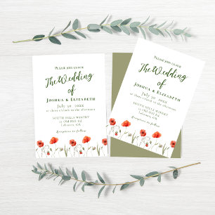 Modern Minimalist Poppies Wedding Invitations