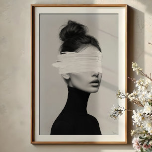 Modern Minimalist Portrait Abstract Paint Swash Poster