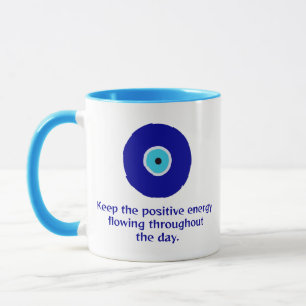 Modern, Minimalist Positive Energy, Blue Evil Eye Mug