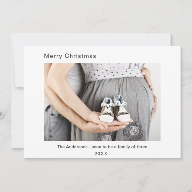 Modern minimalist pregnancy photo Christmas (Front)