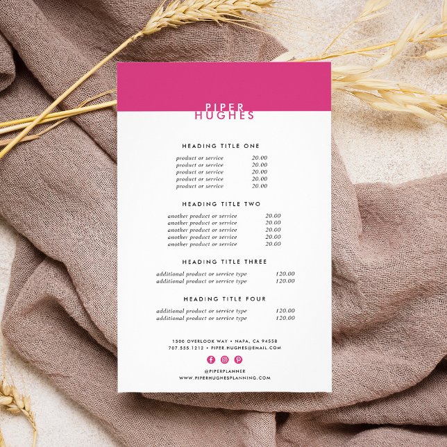 Modern Minimalist Pricing/Services Flyer | Magenta (Creator Uploaded)