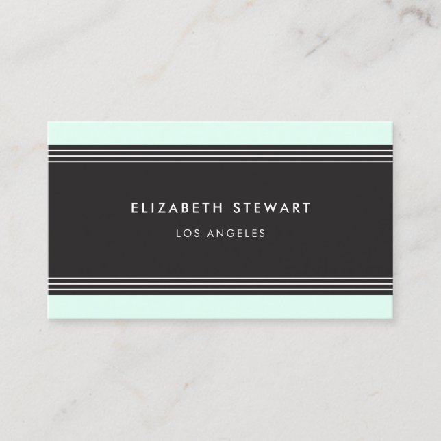 Modern Minimalist Professional Black and Green Business Card (Front)