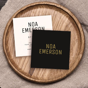 Modern Minimalist Professional Black Gold Square Business Card