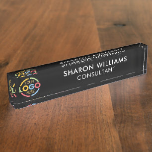 Modern Minimalist Professional Black Office Title Nameplate