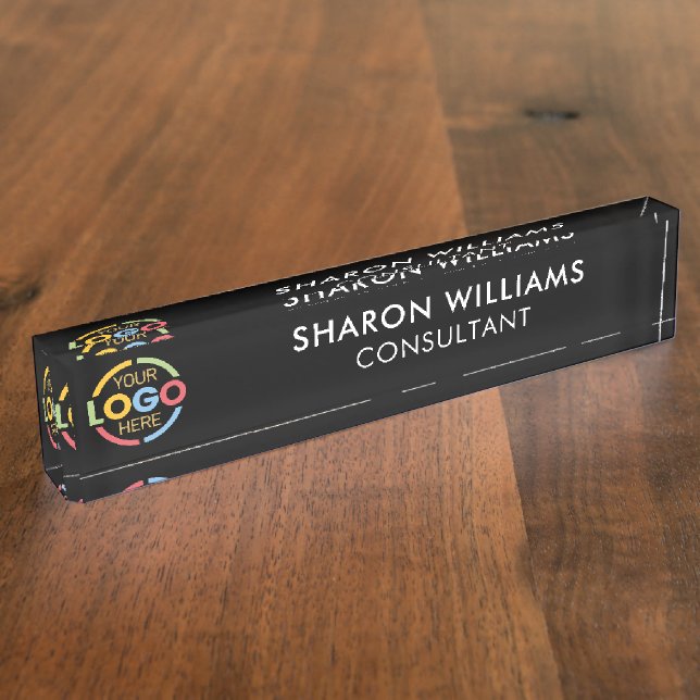 Modern Minimalist Professional Black Office Title Nameplate (Side)