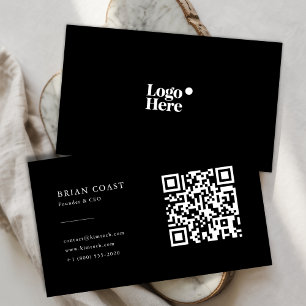 Modern Minimalist Professional Black QR Code Logo Business Card