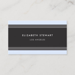 Modern Minimalist Professional Black, White Blue Business Card