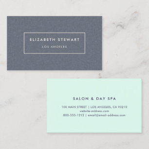 Modern Minimalist Professional Blue Linen Green Business Card